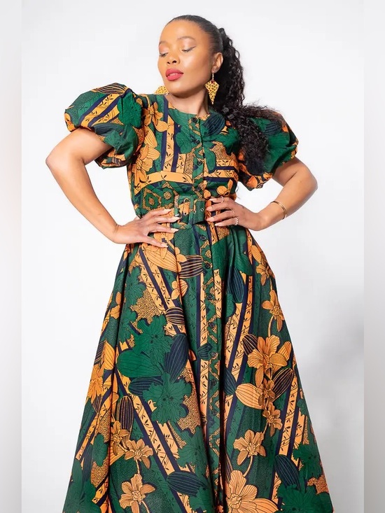 Heritage Clothings Dresses & Skirts - Heritage Clothing “Fatima” African Floral Midi/Maxi Dress with Belt